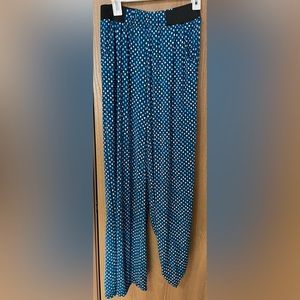 Blue Spotted Polka Dot Palazzo Harem Stretchy Pants MD-XL